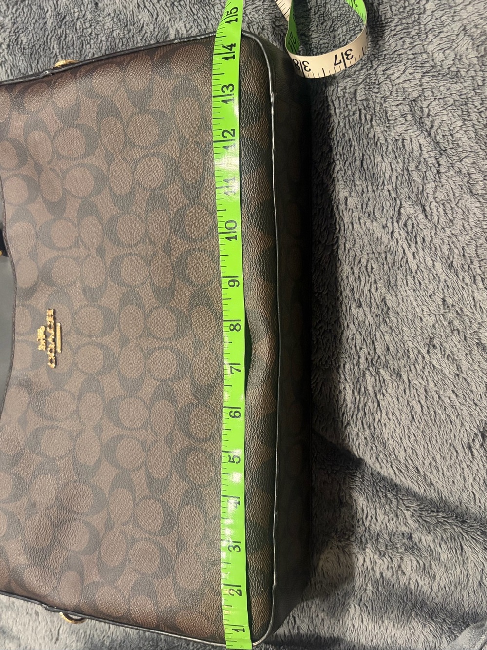 Coach Brown Signature Laptop Tote with Black Trim